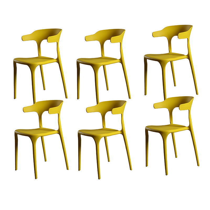 Contemporary Style Armless Dining Chair Plastic Open Back Side Chair for Restaurant