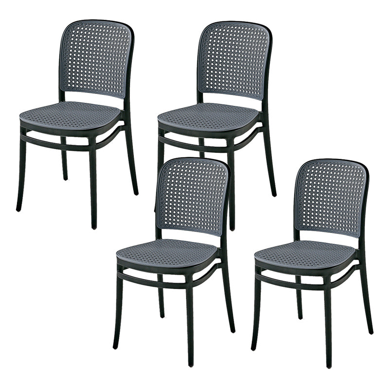 Contemporary Style Armless Chair Plastic Open Back Side Chair for Restaurant Bedroom
