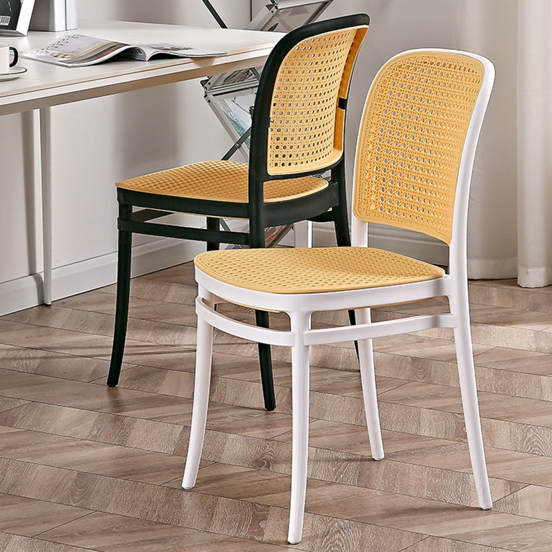 Contemporary Style Armless Chair Plastic Open Back Side Chair for Restaurant Bedroom