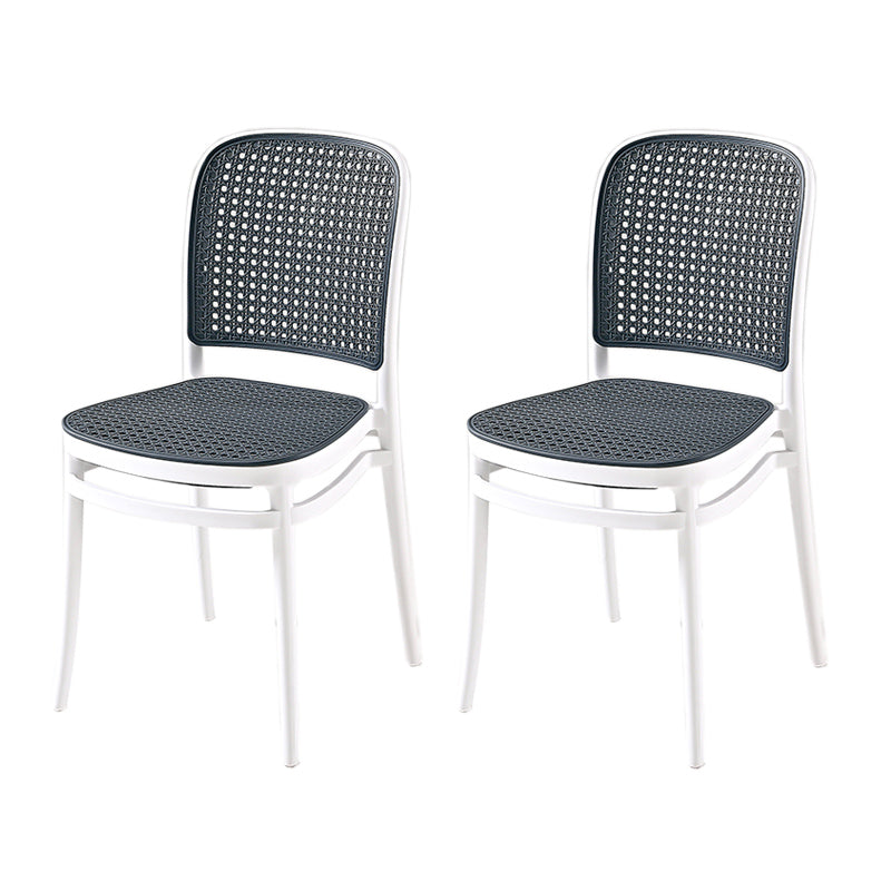Contemporary Style Armless Chair Plastic Open Back Side Chair for Restaurant Bedroom