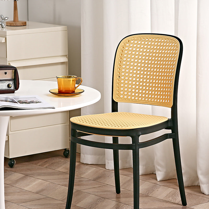 Contemporary Style Armless Chair Plastic Open Back Side Chair for Restaurant Bedroom