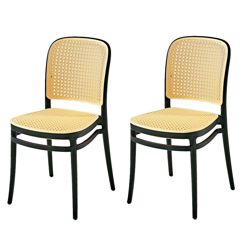 Contemporary Style Armless Chair Plastic Open Back Side Chair for Restaurant Bedroom