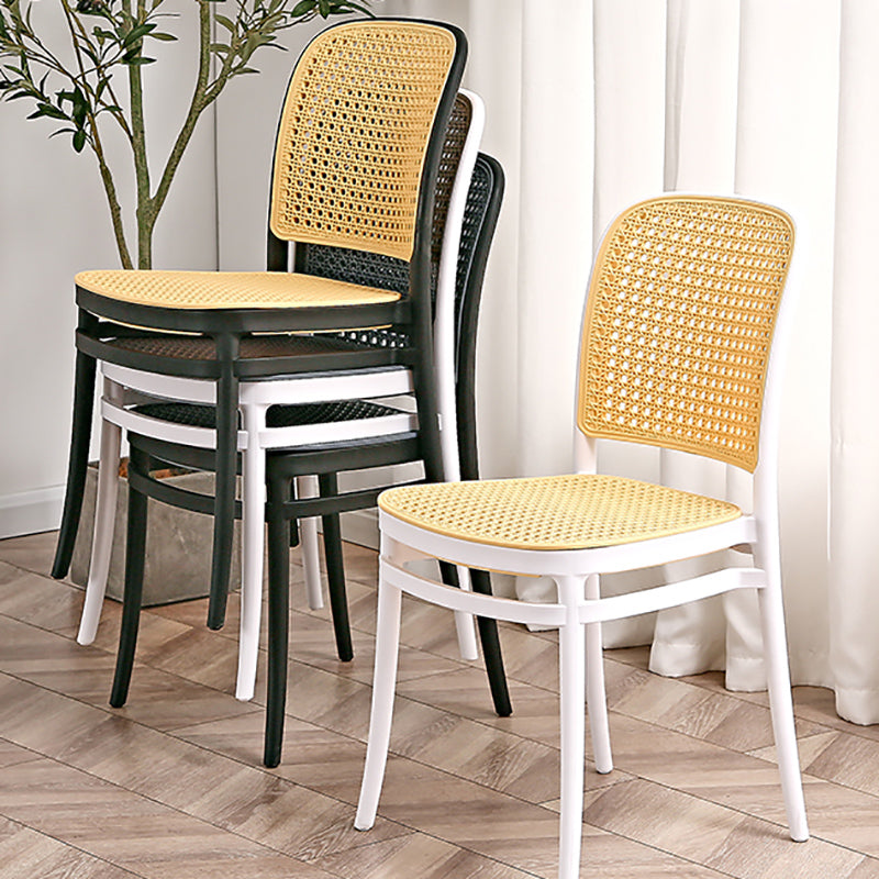 Contemporary Style Armless Chair Plastic Open Back Side Chair for Restaurant Bedroom