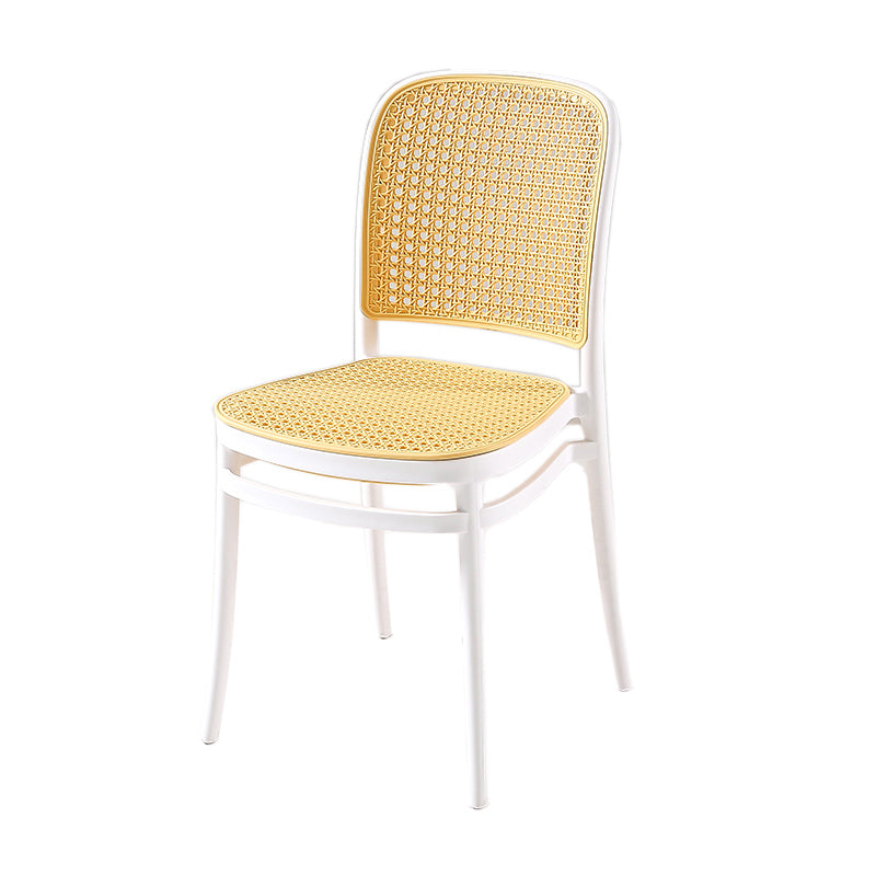 Contemporary Style Armless Chair Plastic Open Back Side Chair for Restaurant Bedroom
