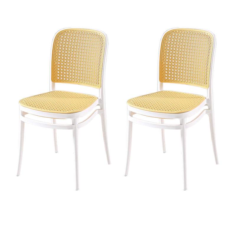 Contemporary Style Armless Chair Plastic Open Back Side Chair for Restaurant Bedroom