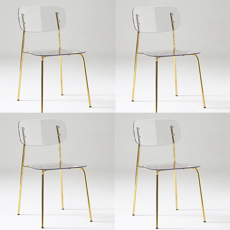 Industrial Armless Dining Chair Plastic Open Back Side Chair with Metal Base