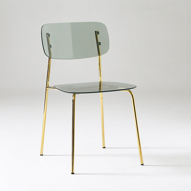 Industrial Armless Dining Chair Plastic Open Back Side Chair with Metal Base