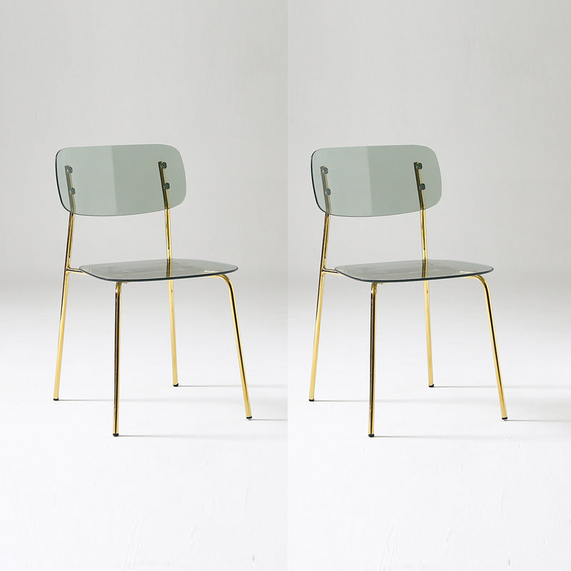 Industrial Armless Dining Chair Plastic Open Back Side Chair with Metal Base