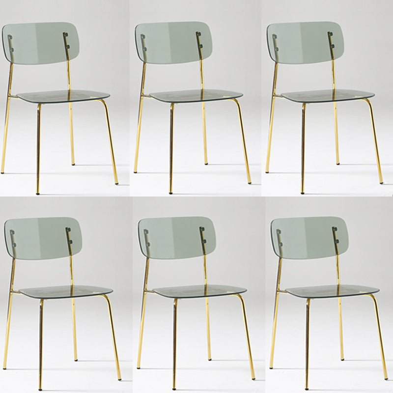 Industrial Armless Dining Chair Plastic Open Back Side Chair with Metal Base