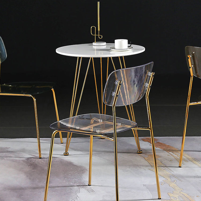 Industrial Armless Dining Chair Plastic Open Back Side Chair with Metal Base