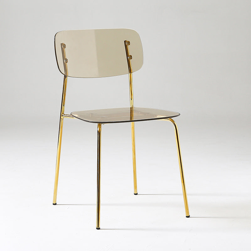 Industrial Armless Dining Chair Plastic Open Back Side Chair with Metal Base