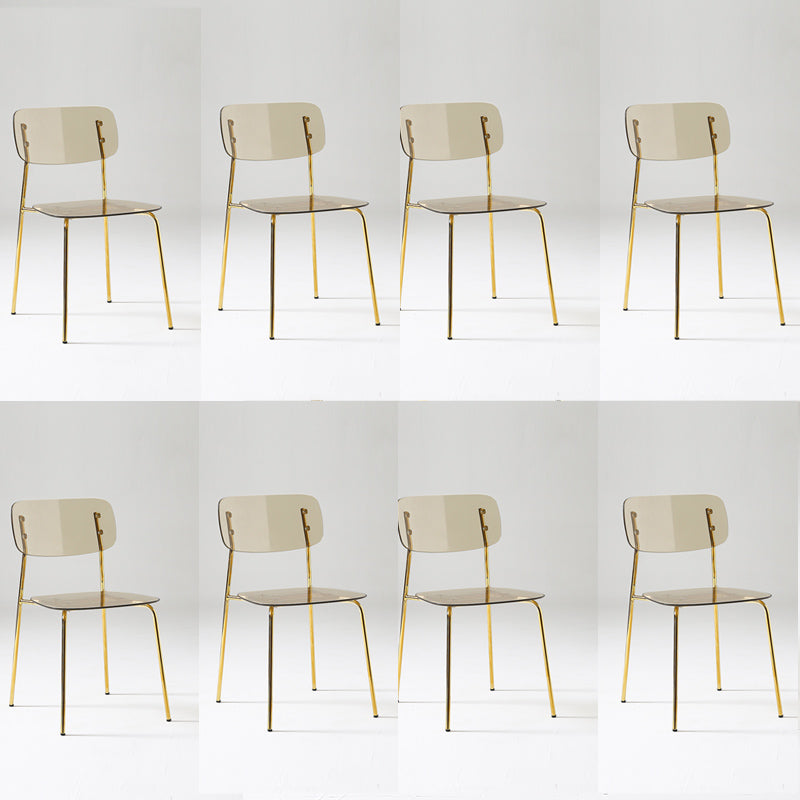 Industrial Armless Dining Chair Plastic Open Back Side Chair with Metal Base