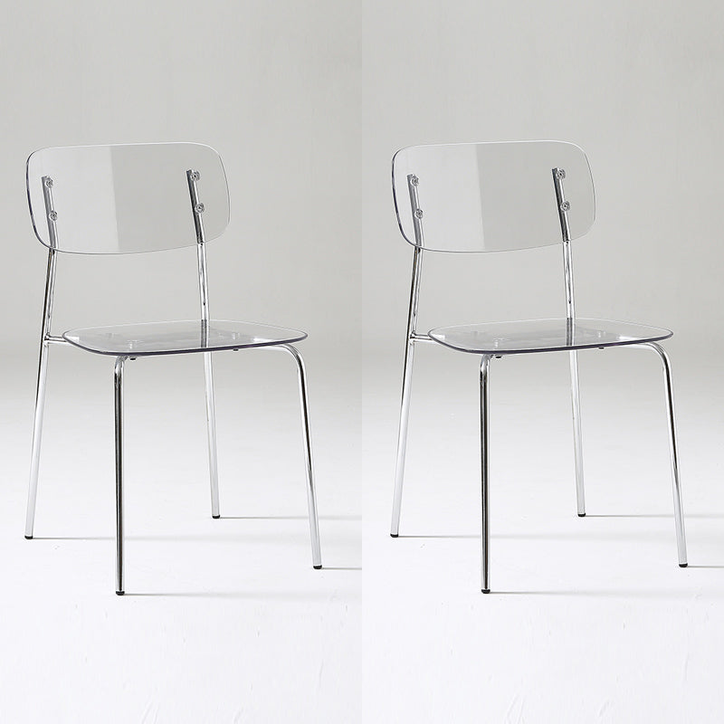 Industrial Armless Dining Chair Plastic Open Back Side Chair with Metal Base