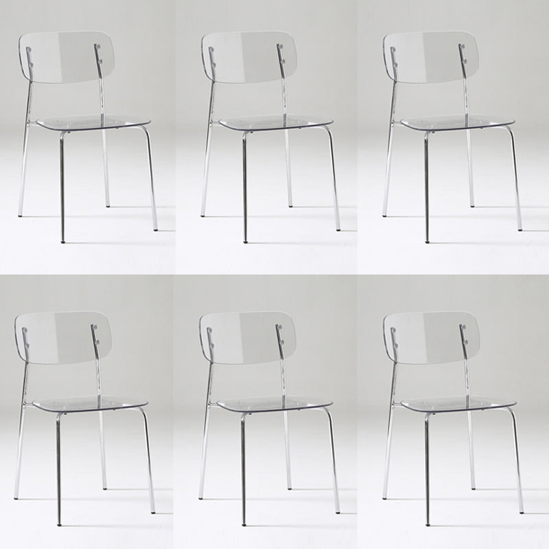 Industrial Armless Dining Chair Plastic Open Back Side Chair with Metal Base