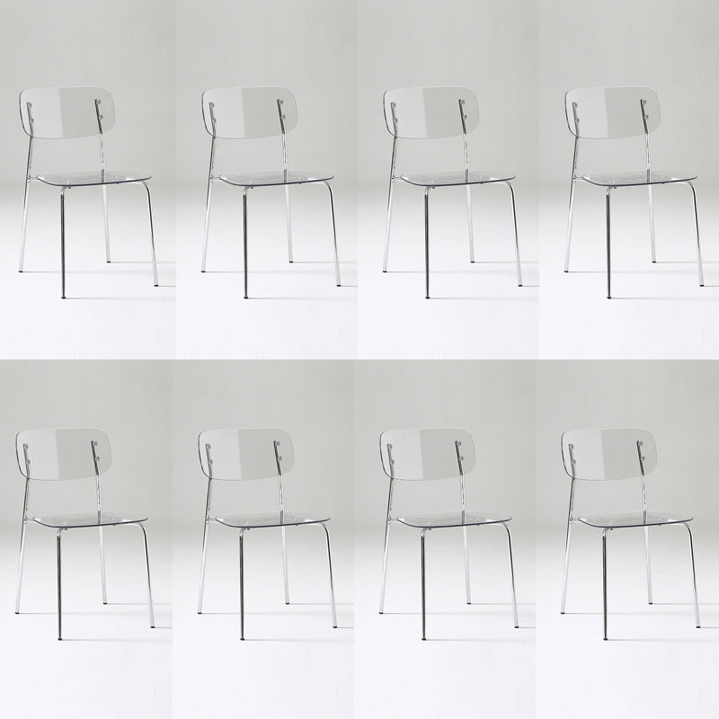 Industrial Armless Dining Chair Plastic Open Back Side Chair with Metal Base