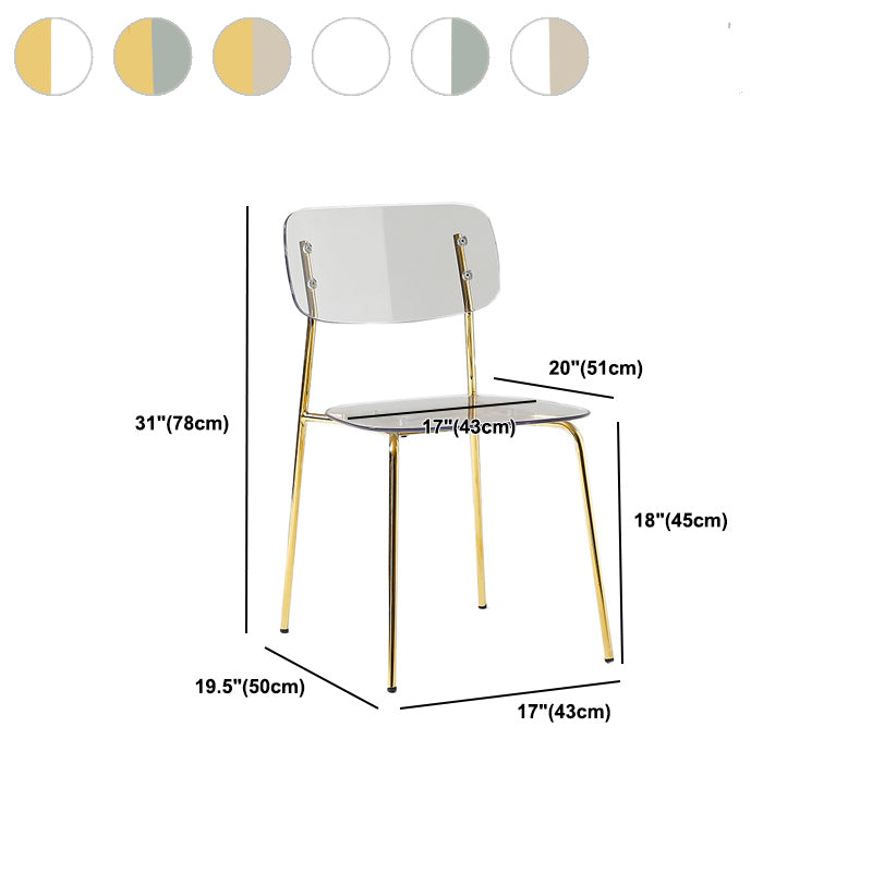 Industrial Armless Dining Chair Plastic Open Back Side Chair with Metal Base