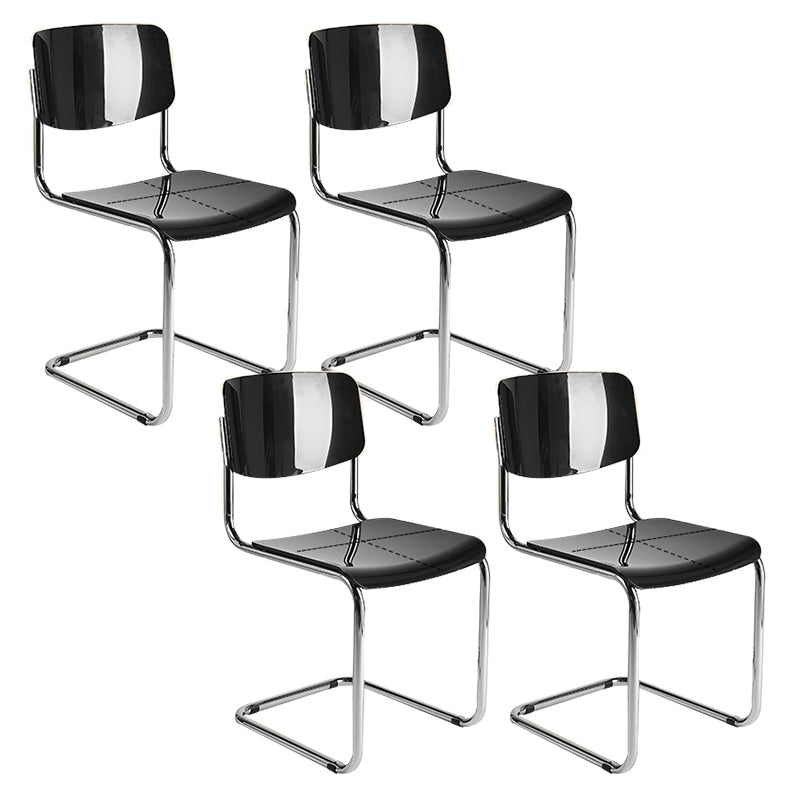 Industrial Armless Indoor Chair Plastic Open Back Side Chair with Metal Base