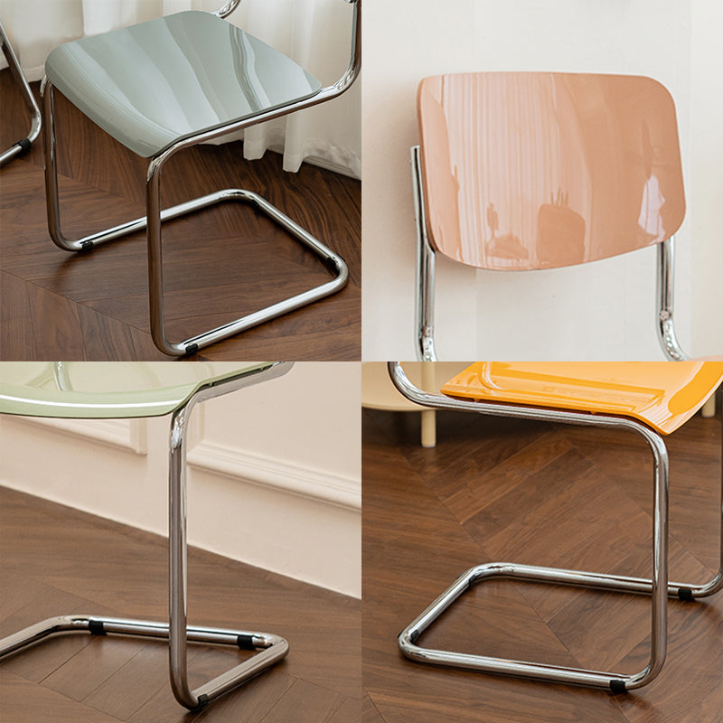 Industrial Armless Indoor Chair Plastic Open Back Side Chair with Metal Base