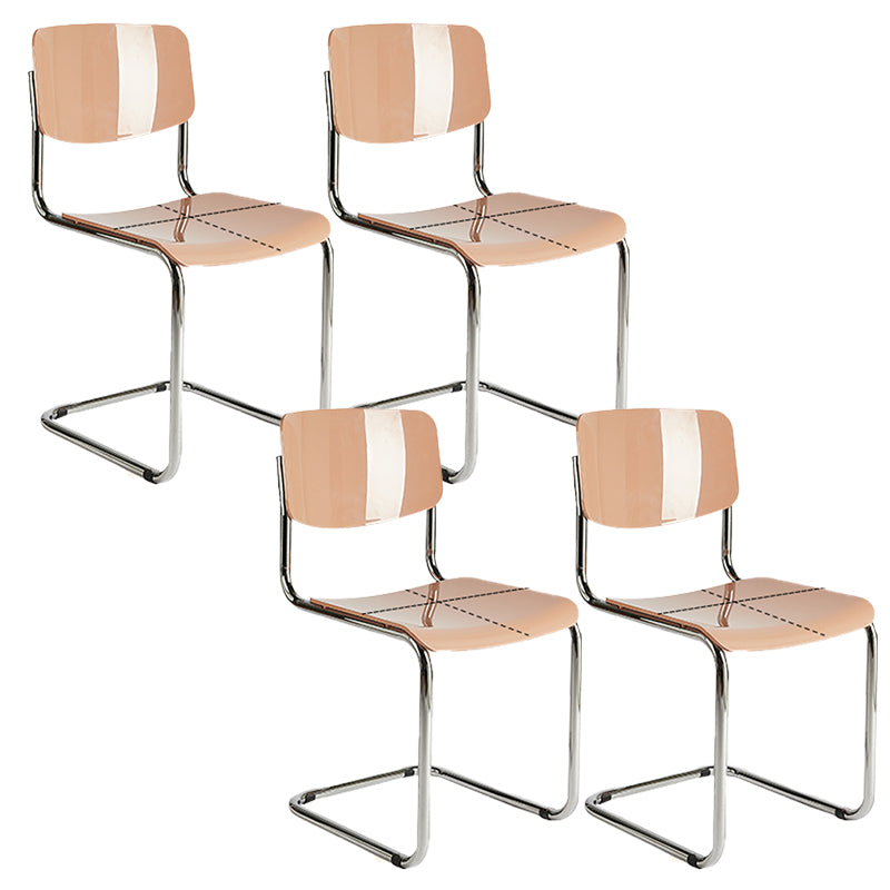 Industrial Armless Indoor Chair Plastic Open Back Side Chair with Metal Base