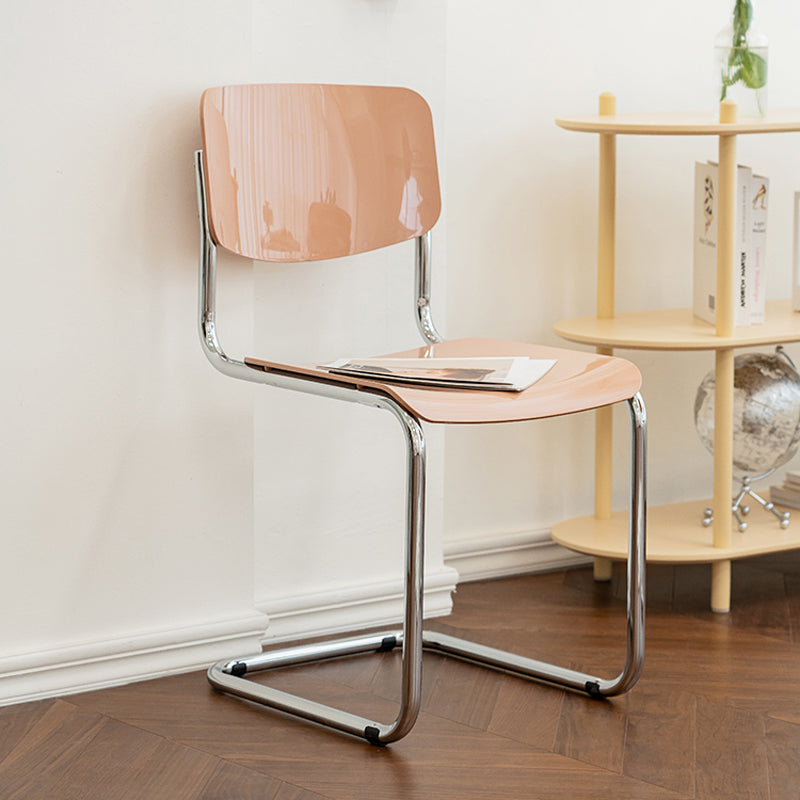 Industrial Armless Indoor Chair Plastic Open Back Side Chair with Metal Base