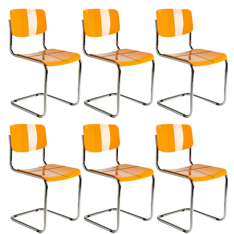 Industrial Armless Indoor Chair Plastic Open Back Side Chair with Metal Base