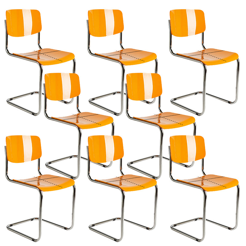 Industrial Armless Indoor Chair Plastic Open Back Side Chair with Metal Base