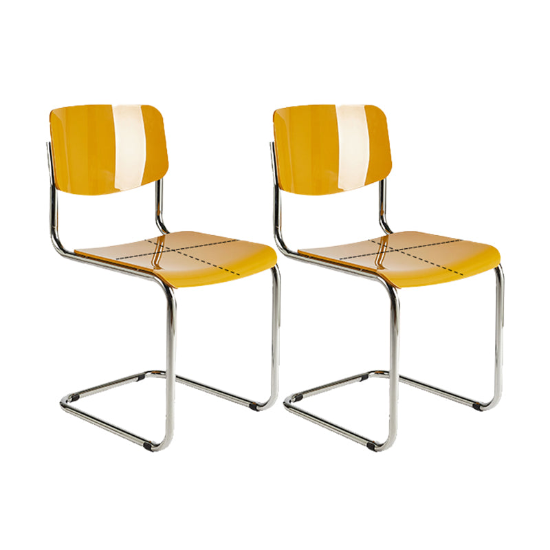 Industrial Armless Indoor Chair Plastic Open Back Side Chair with Metal Base