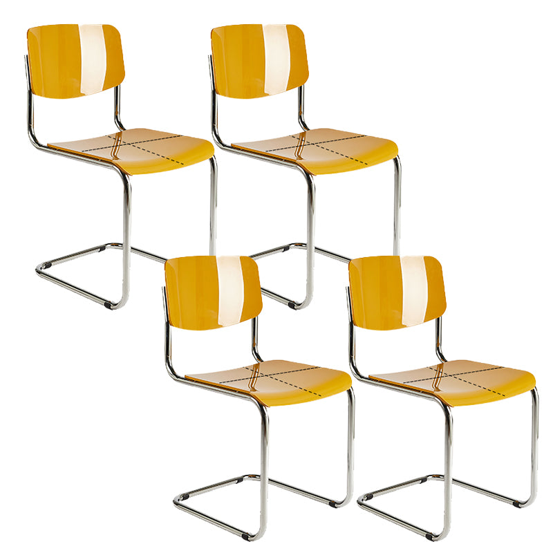 Industrial Armless Indoor Chair Plastic Open Back Side Chair with Metal Base