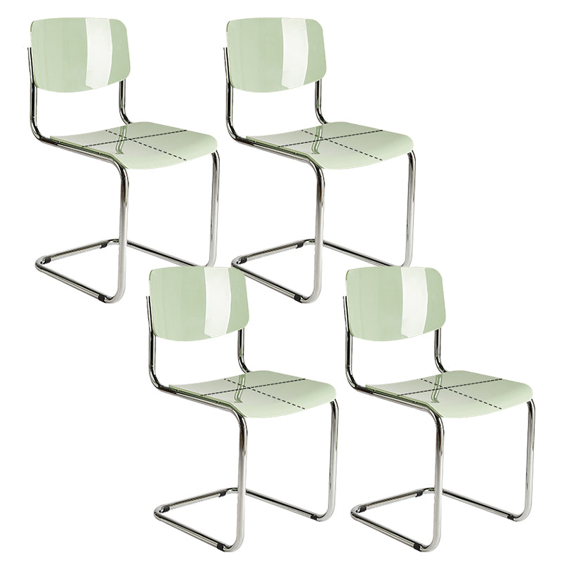 Industrial Armless Indoor Chair Plastic Open Back Side Chair with Metal Base