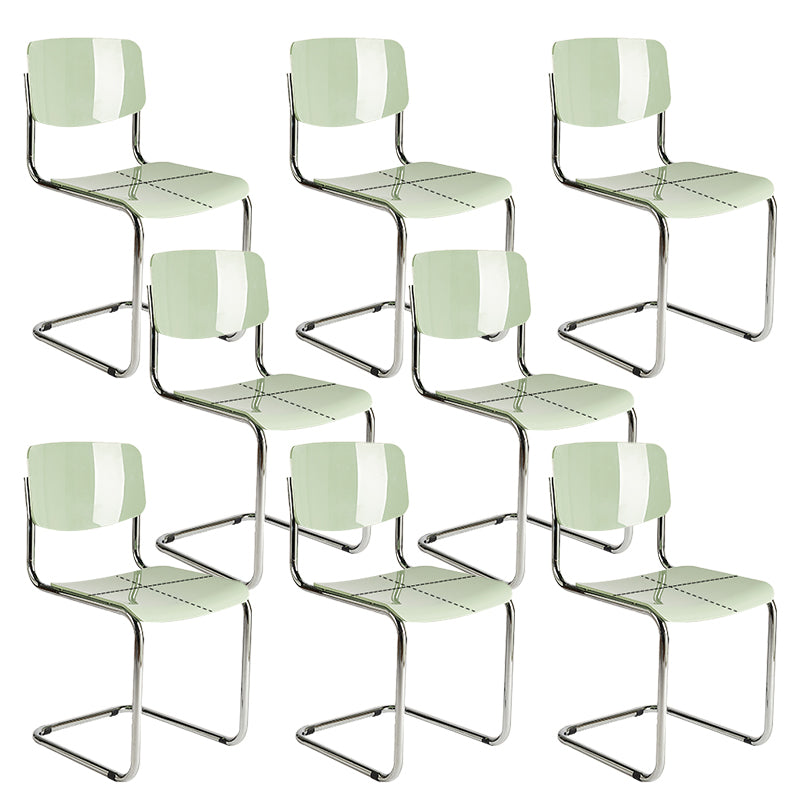 Industrial Armless Indoor Chair Plastic Open Back Side Chair with Metal Base