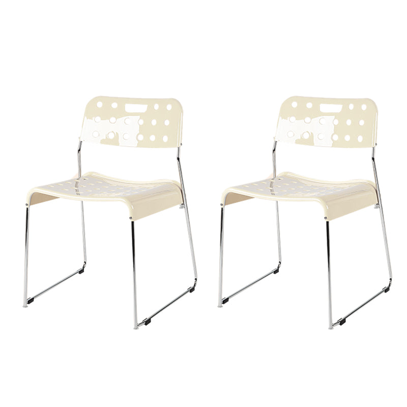 Industrial Armless Kitchen Chair Plastic Open Back Side Dining Chair with Metal Base