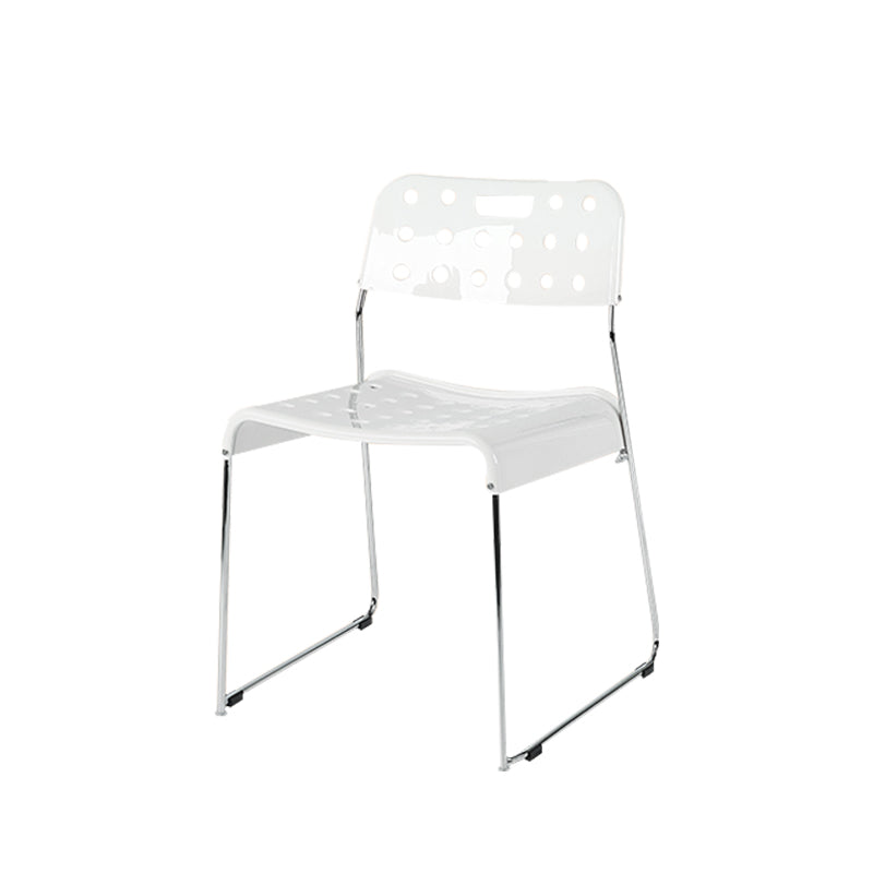 Industrial Armless Kitchen Chair Plastic Open Back Side Dining Chair with Metal Base