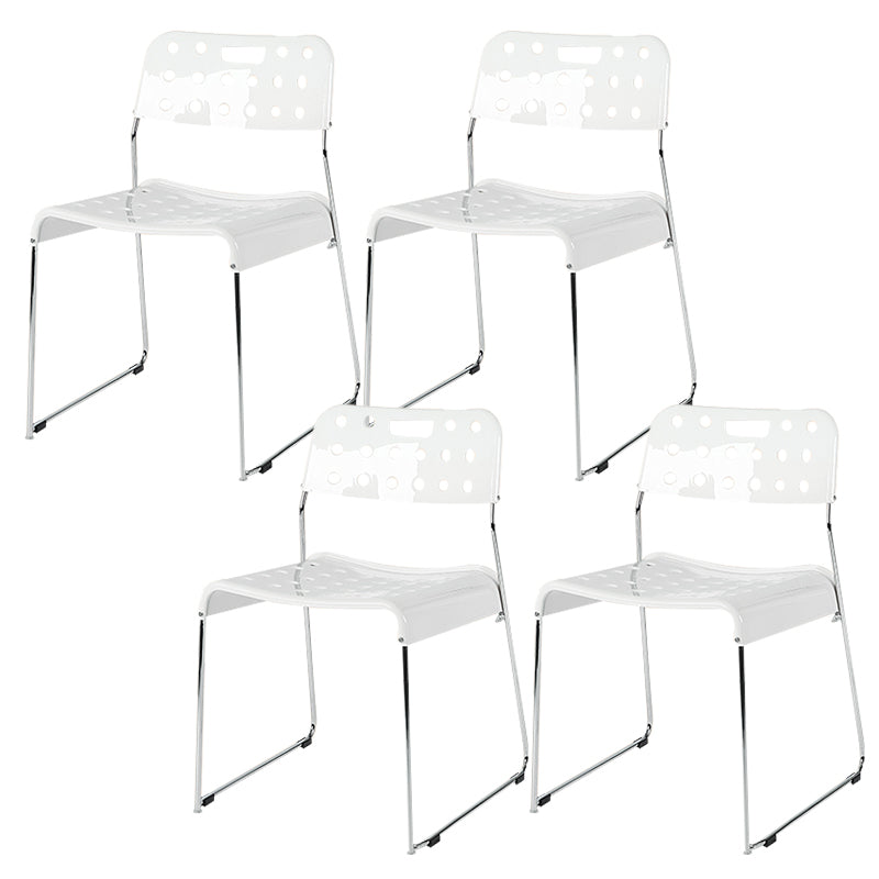 Industrial Armless Kitchen Chair Plastic Open Back Side Dining Chair with Metal Base