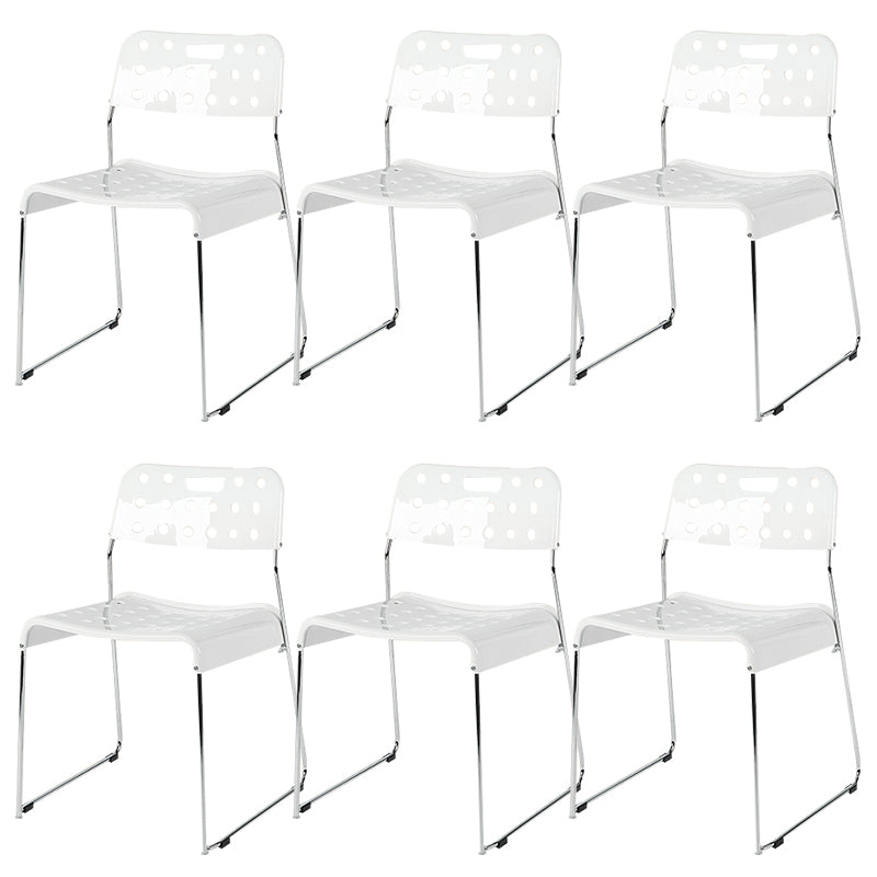 Industrial Armless Kitchen Chair Plastic Open Back Side Dining Chair with Metal Base