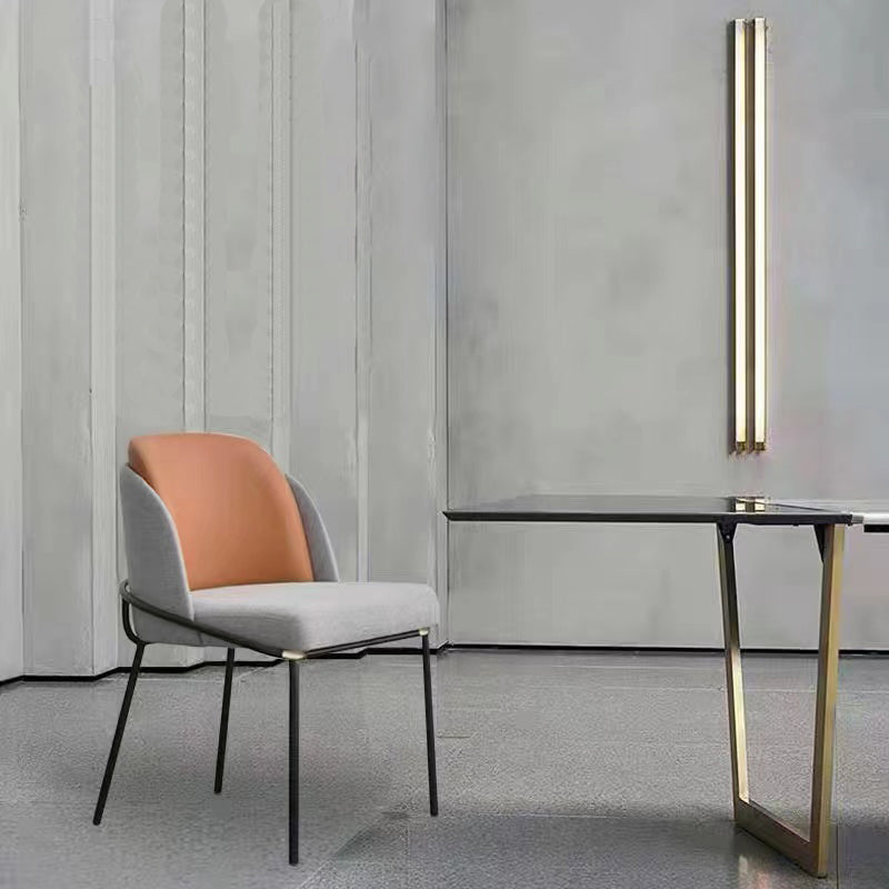 Modern Upholstered Armless Chair Fabric Dining Chair with Metal Base for Restaurant