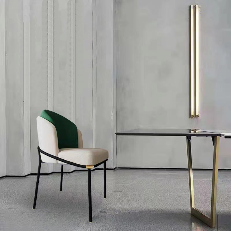 Modern Upholstered Armless Chair Fabric Dining Chair with Metal Base for Restaurant
