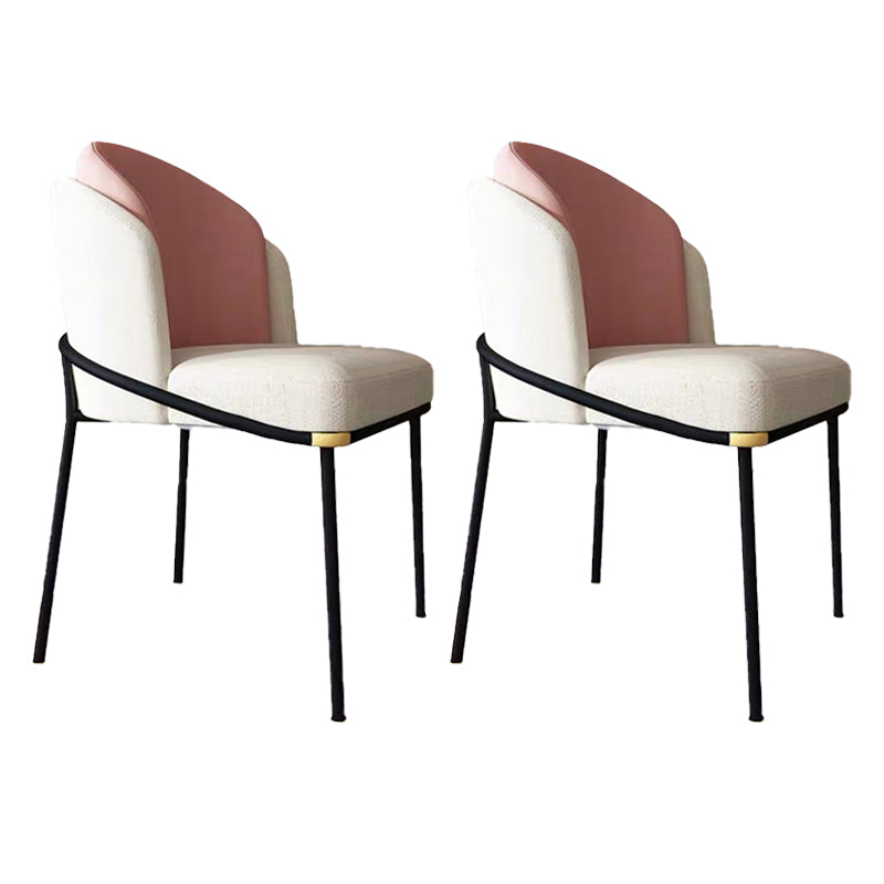 Modern Upholstered Armless Chair Fabric Dining Chair with Metal Base for Restaurant