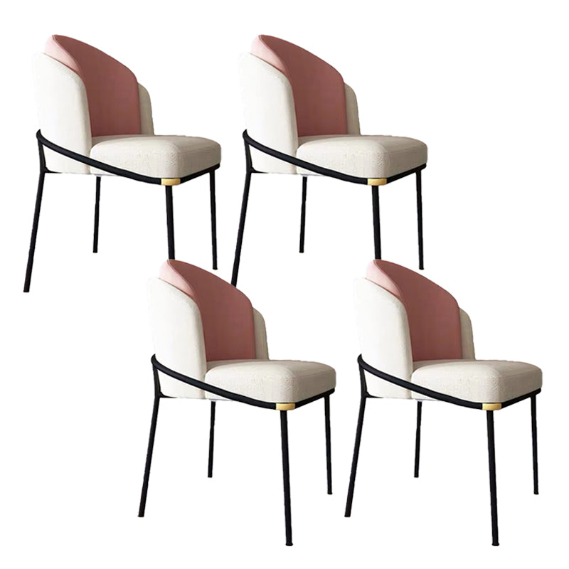 Modern Upholstered Armless Chair Fabric Dining Chair with Metal Base for Restaurant