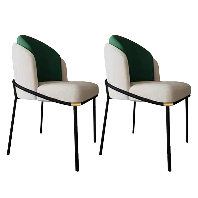 Modern Upholstered Armless Chair Fabric Dining Chair with Metal Base for Restaurant