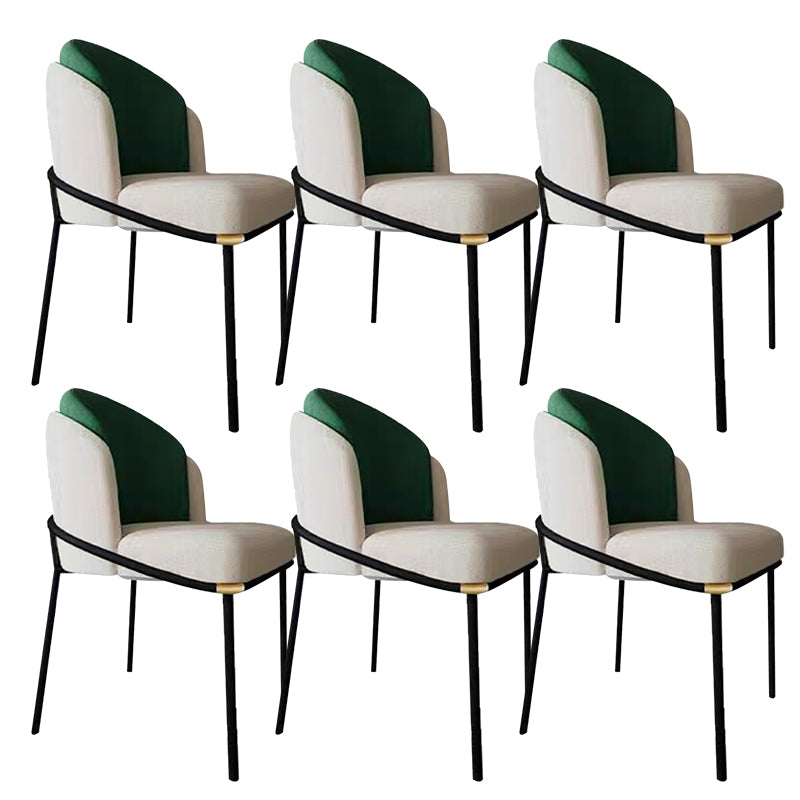 Modern Upholstered Armless Chair Fabric Dining Chair with Metal Base for Restaurant