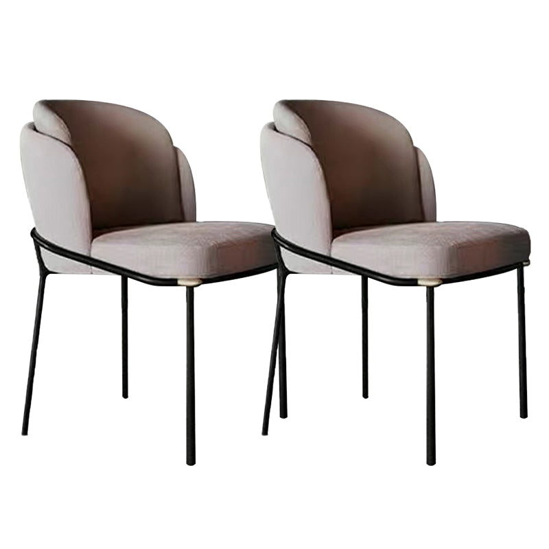 Modern Upholstered Armless Chair Fabric Dining Chair with Metal Base for Restaurant
