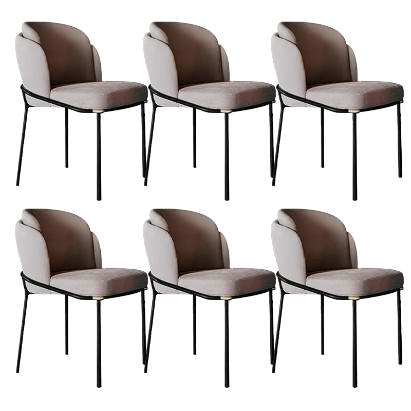 Modern Upholstered Armless Chair Fabric Dining Chair with Metal Base for Restaurant