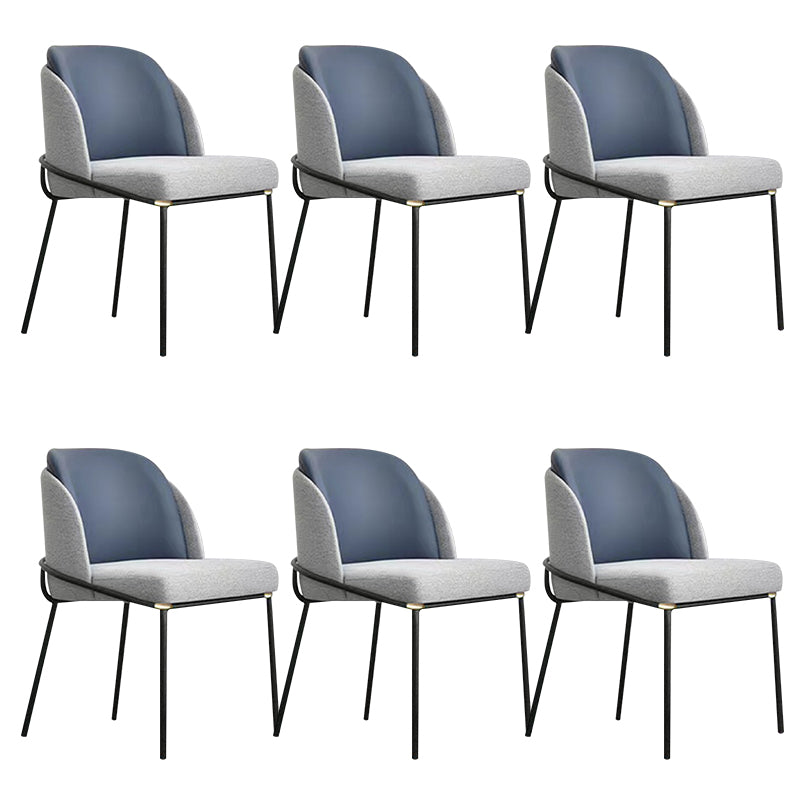 Modern Upholstered Armless Chair Fabric Dining Chair with Metal Base for Restaurant