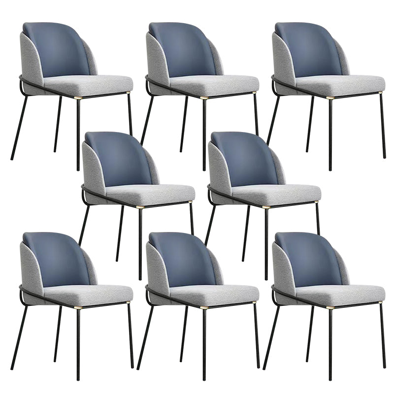 Modern Upholstered Armless Chair Fabric Dining Chair with Metal Base for Restaurant