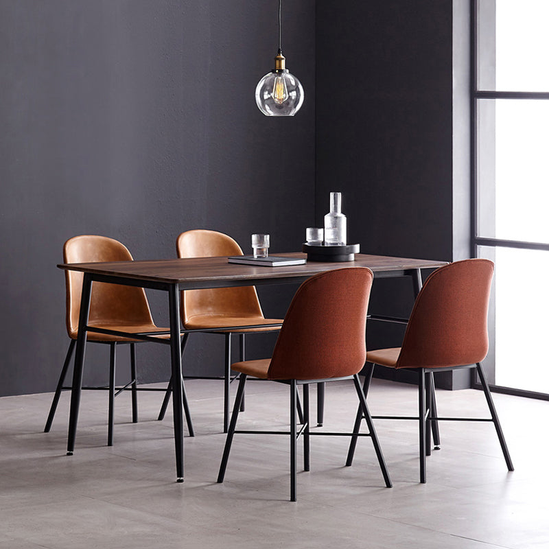 Modern Upholstered Armless Chair Leather Dining Chair with Metal Base