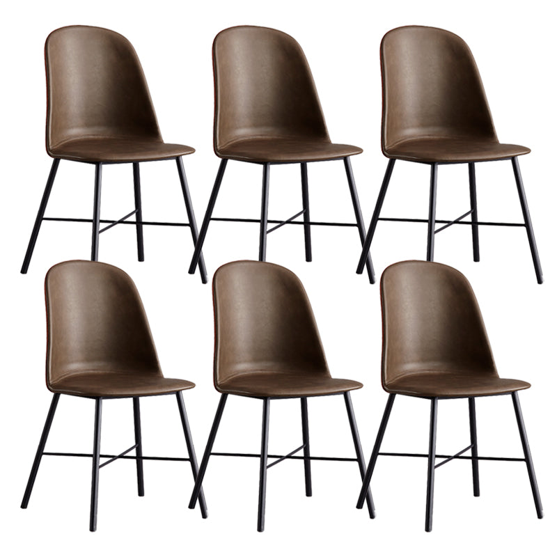 Modern Upholstered Armless Chair Leather Dining Chair with Metal Base
