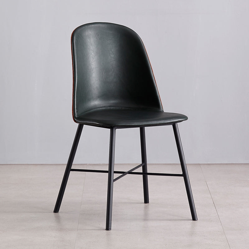 Modern Upholstered Armless Chair Leather Dining Chair with Metal Base