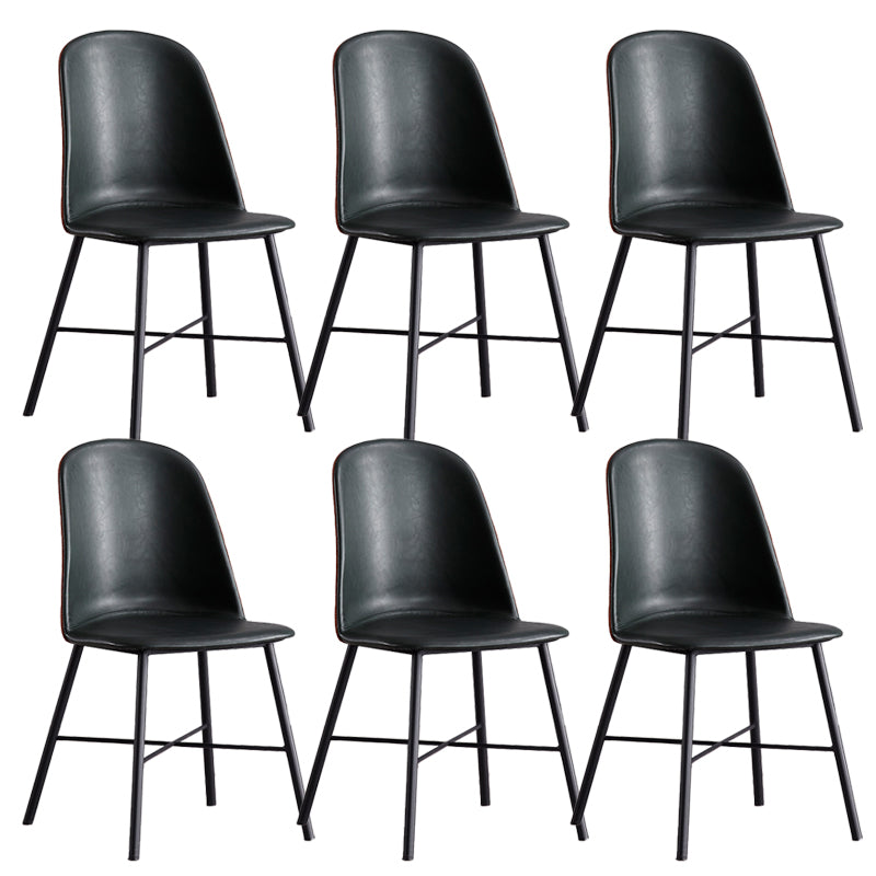 Modern Upholstered Armless Chair Leather Dining Chair with Metal Base