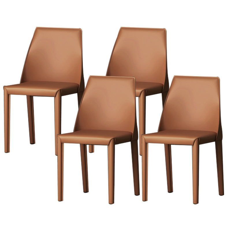 Upholstered Side Chair Modern Faux Leather Armless Dining Chairs