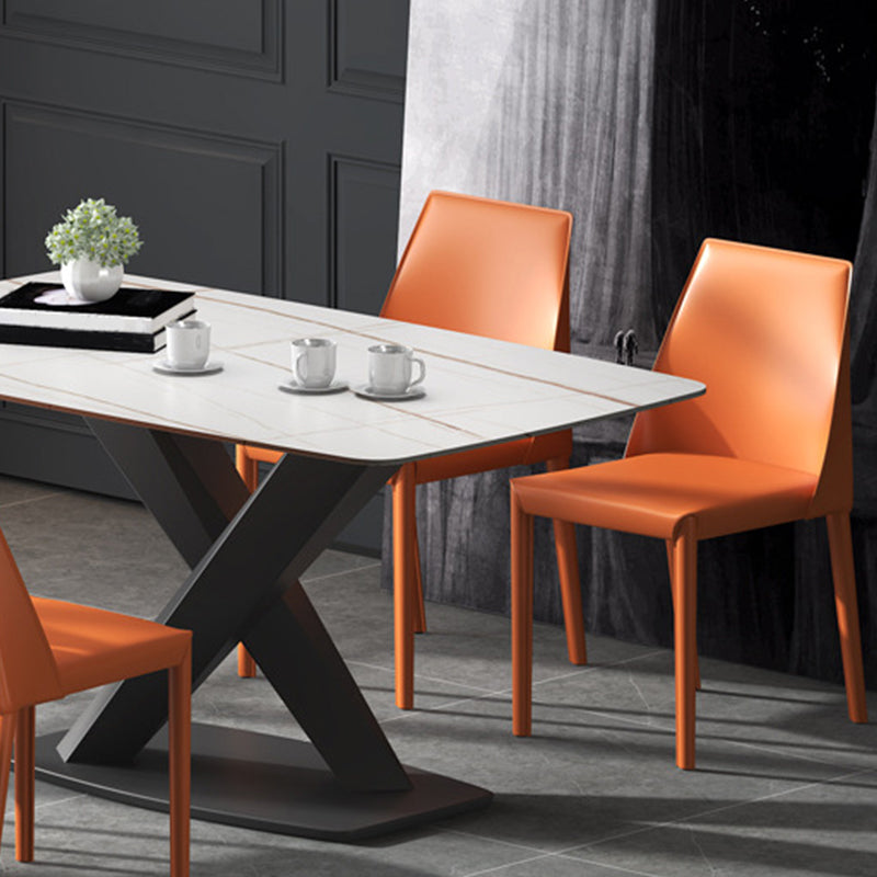 Upholstered Side Chair Modern Faux Leather Armless Dining Chairs